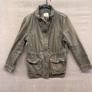 Forever 21 Jacket Womens Large Utility Military Canvas Full Zip Pockets